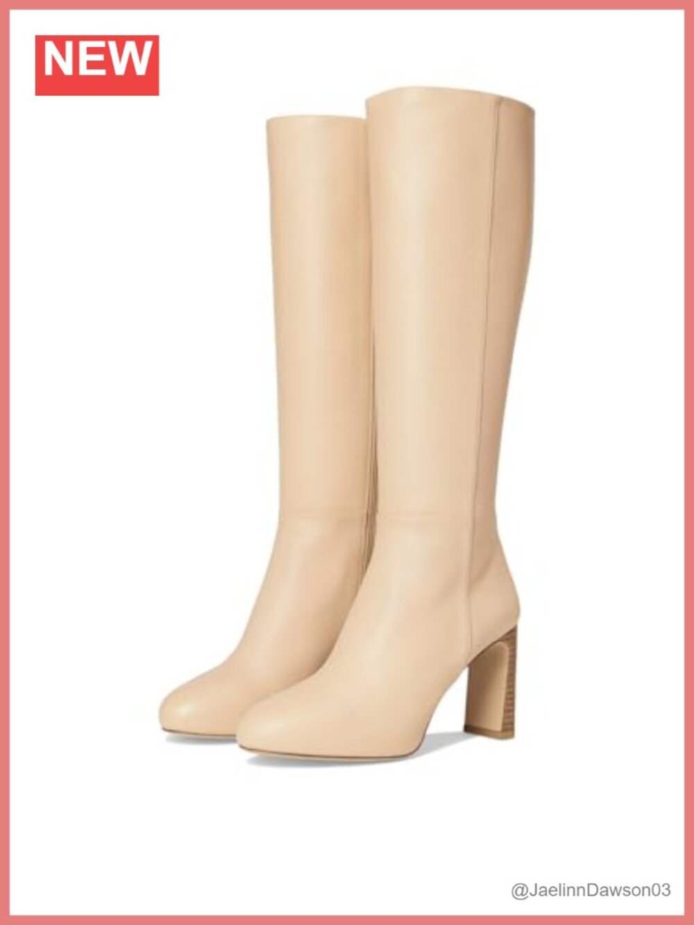 Leather Platform Knee-High Zip Boot Almond Toe Made in Spain